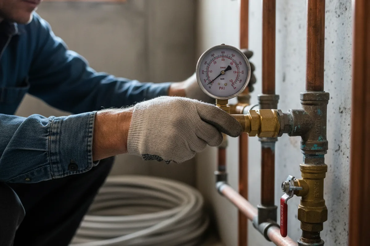 Pressure testing a repaired line during Water Line Repair in Pennellville